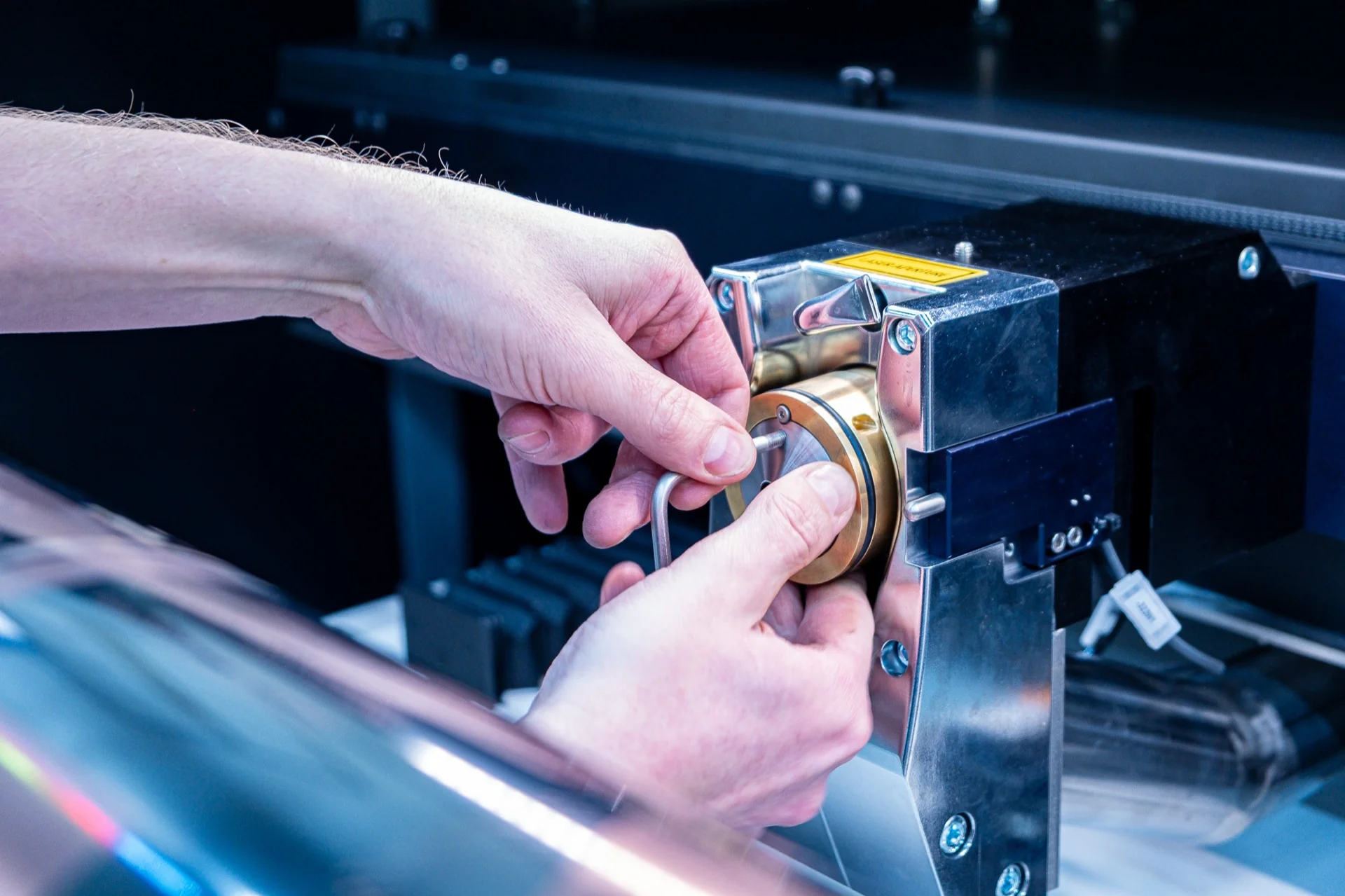 Laser engraved cylinder component showing precision machining quality