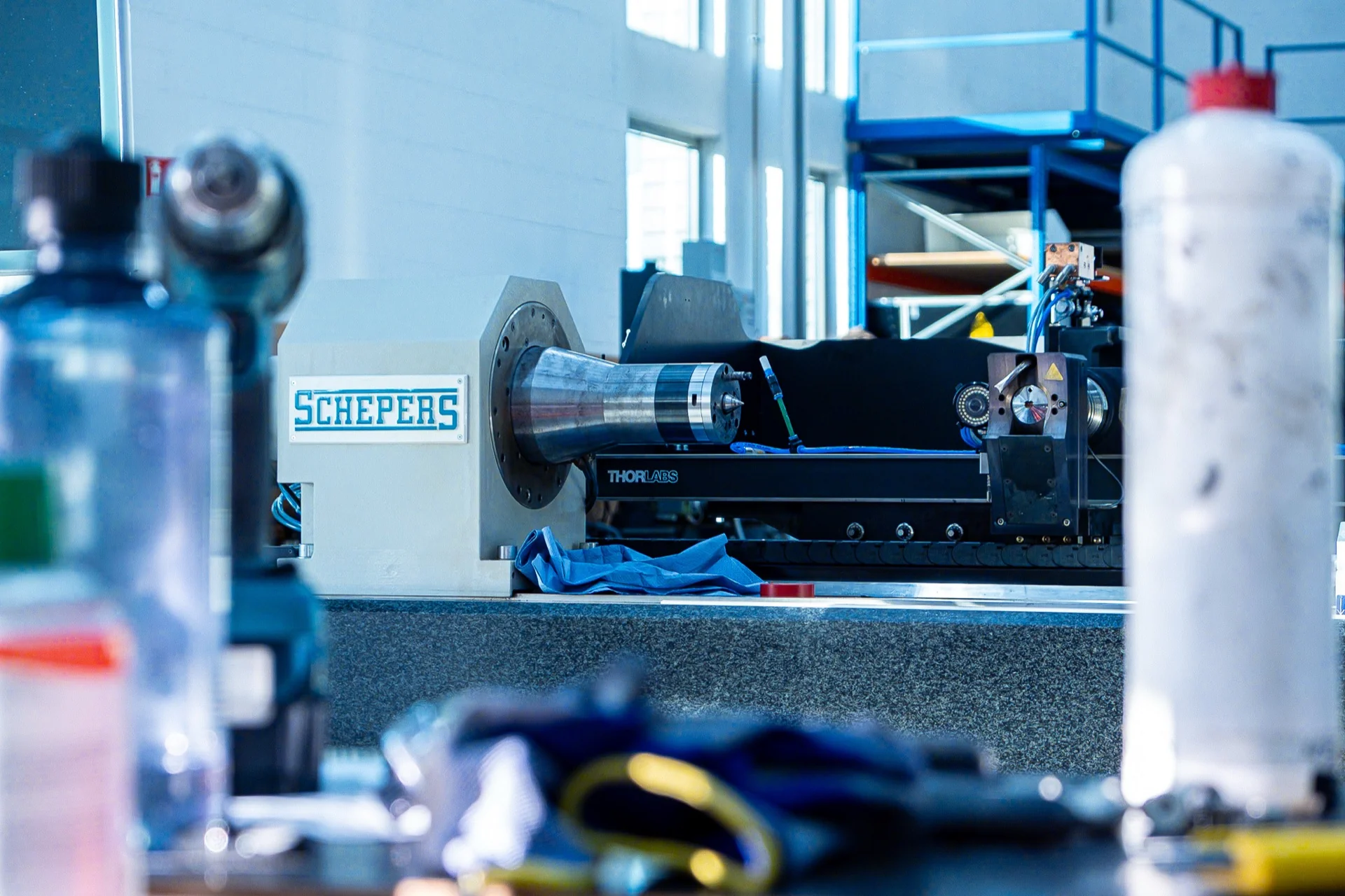 Close-up of precision laser engraving mechanism